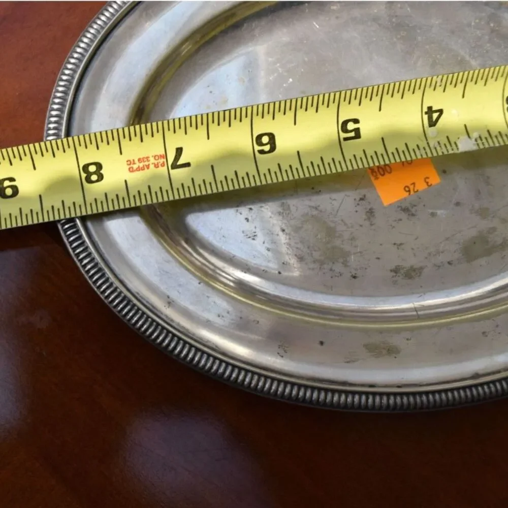 Vintage Tiffany & Co Silverplate Oval Tray 8722 Reeded Edge EP - 8 3/8